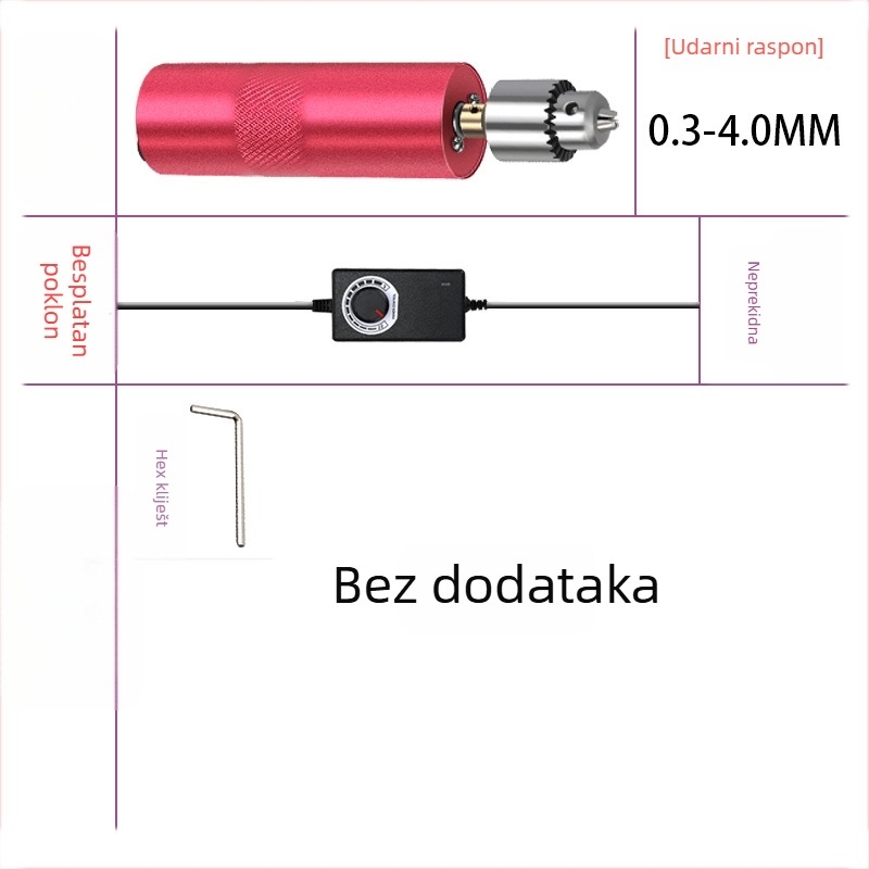 Mini multifunkcionalna električna brusilica za poliranje, rezanje i graviranje s mogućnošću bušenja perli — napajanje AC, 12V