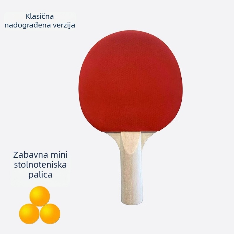 Raketa za stolni tenis za djecu – 2 komada, drveni okvir, guma protiv ljepila, tip reketa: bočni udar, 25/15/1, moguć ispis loga