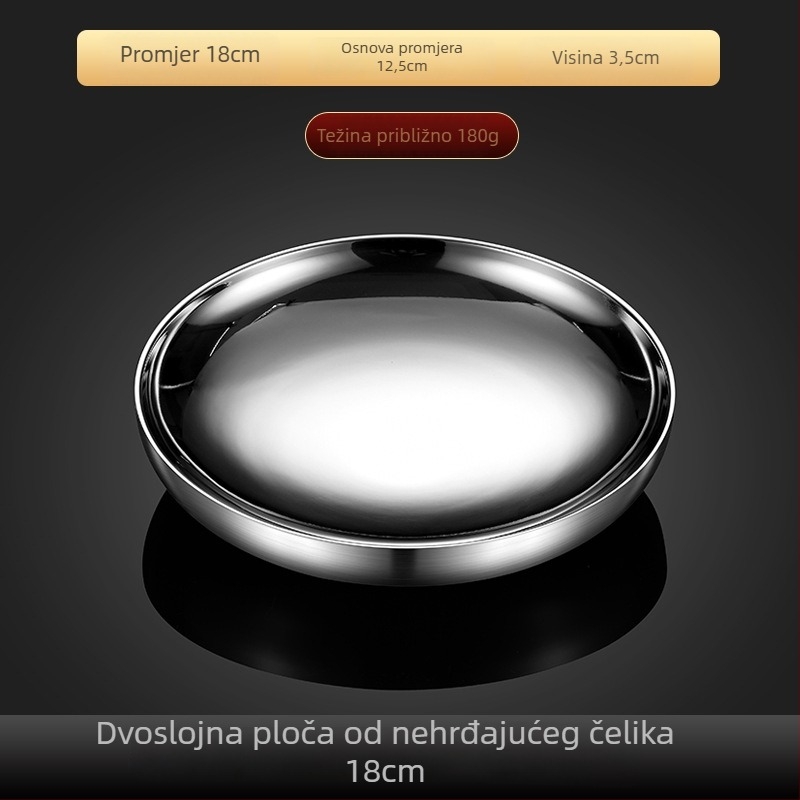 Okrugli tanjur od nehrđajućeg čelika s dvostrukom izolacijom, mikrovalna pogodna, za hotele i usluge prehrane