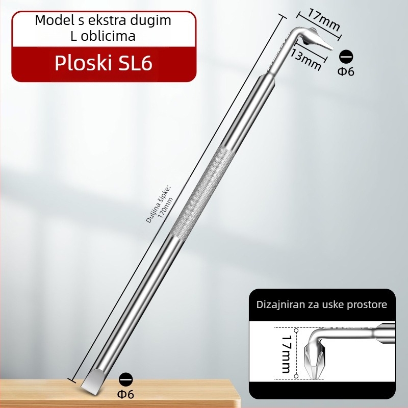 Dane kutni odvijač, magnetski, Z- i L-oblik, s krížnim (Phillips) i šesterokrnim (Allen) bitovima, 90° zavoj, Cr-V čelik