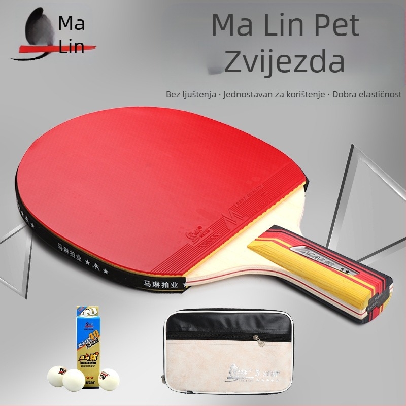 Marlene raketa za stolni tenis, daska od topola, reverzna guma, ravna oštrica, jednostavna verzija, prilagodba dostupna