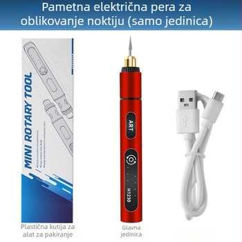 Xrd Mini električni brus za manikuru s punjivom litijskom baterijom, 5V, 3-brzinska gravirajuća olovka