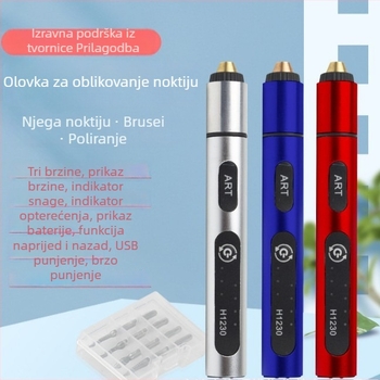 Xrd Mini električni brus za manikuru s punjivom litijskom baterijom, 5V, 3-brzinska gravirajuća olovka