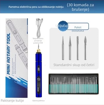 Xrd Mini električni brus za manikuru s punjivom litijskom baterijom, 5V, 3-brzinska gravirajuća olovka