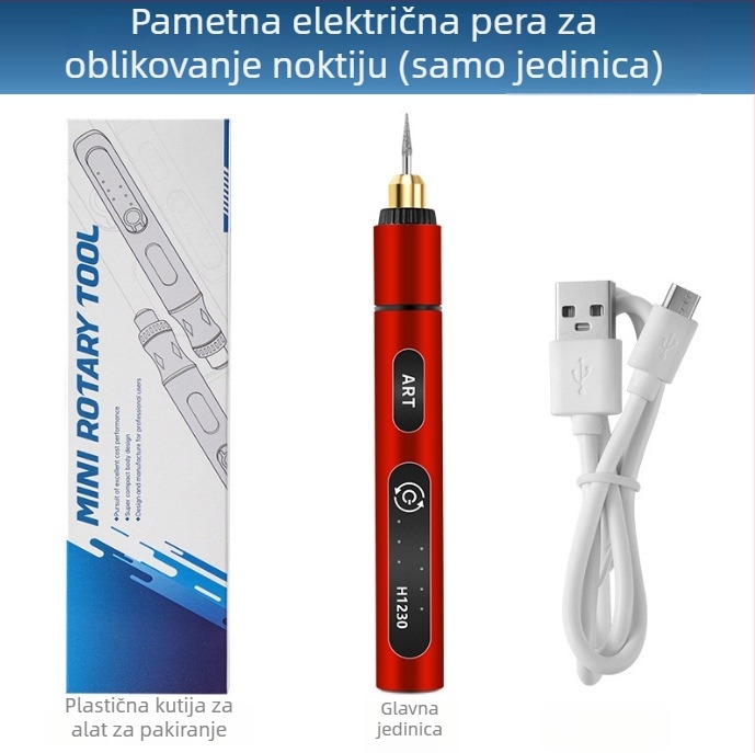 Xrd Mini električni brus za manikuru s punjivom litijskom baterijom, 5V, 3-brzinska gravirajuća olovka