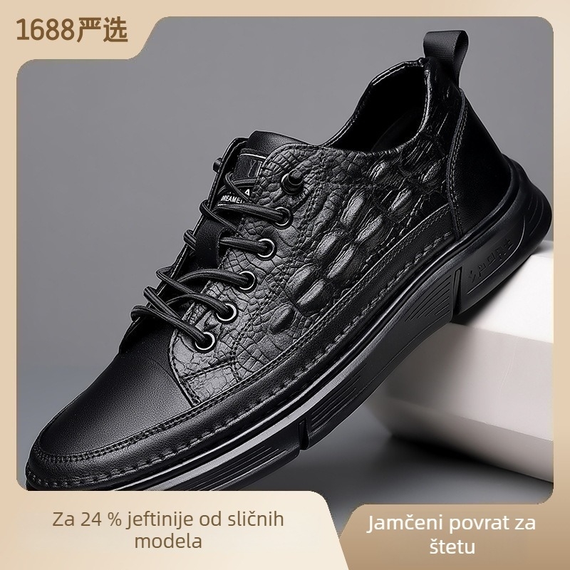 Muške kožne loaferice – prava koža, gumeni potplat, okrugli vrh, proljetno-jesenske casual cipele