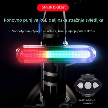 Stražnja svjetiljka za bicikl s bežičnim daljinskim upravljanjem, USB punjenjem, vodootporna LED lampica uz upozorenje pri kočenju