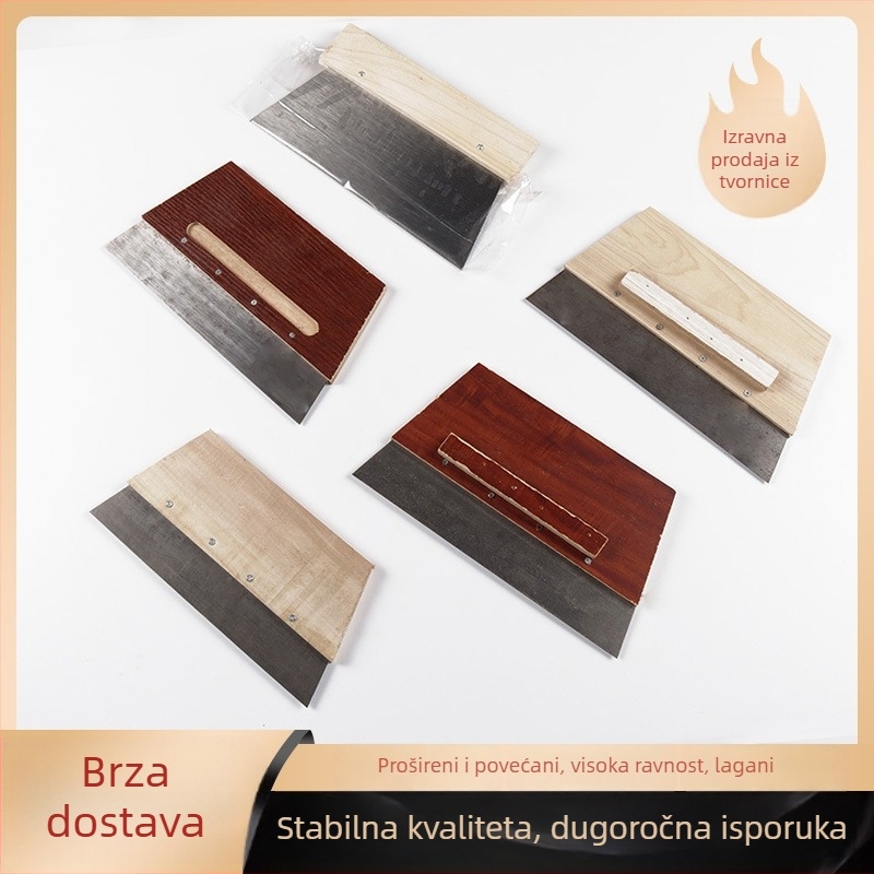 Špahtla za kit s drvenom drškom, oštrica od 60# čelika, namijenjena završnim radovima na površinama, serija: metalne/plastične/gumene špahtle