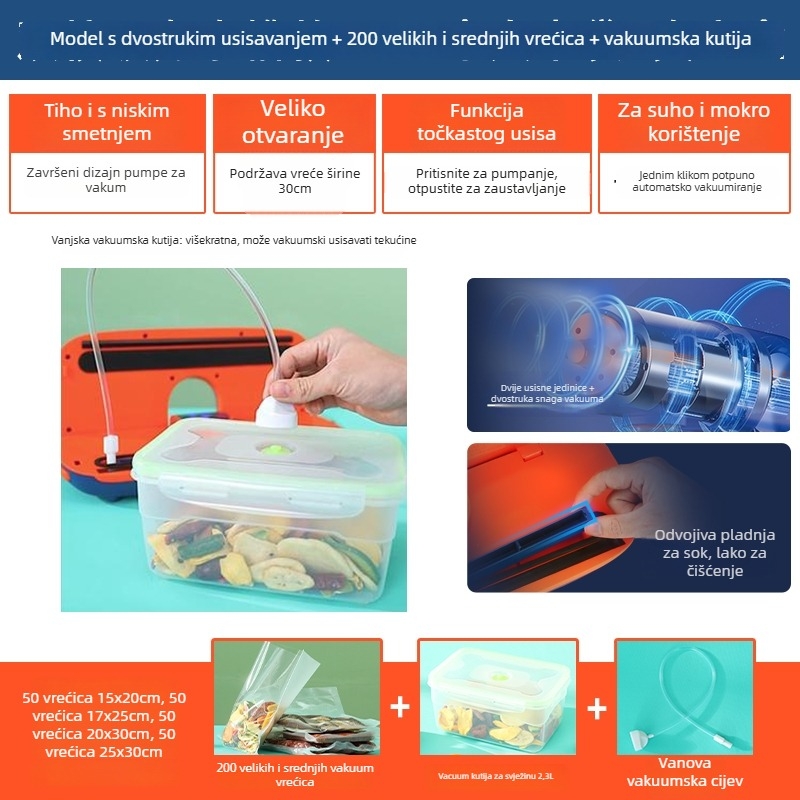 Stroj za vakuumsko pakiranje za kućnu uporabu, model FK-A01; volumen pakiranja 1 m³; marka Other