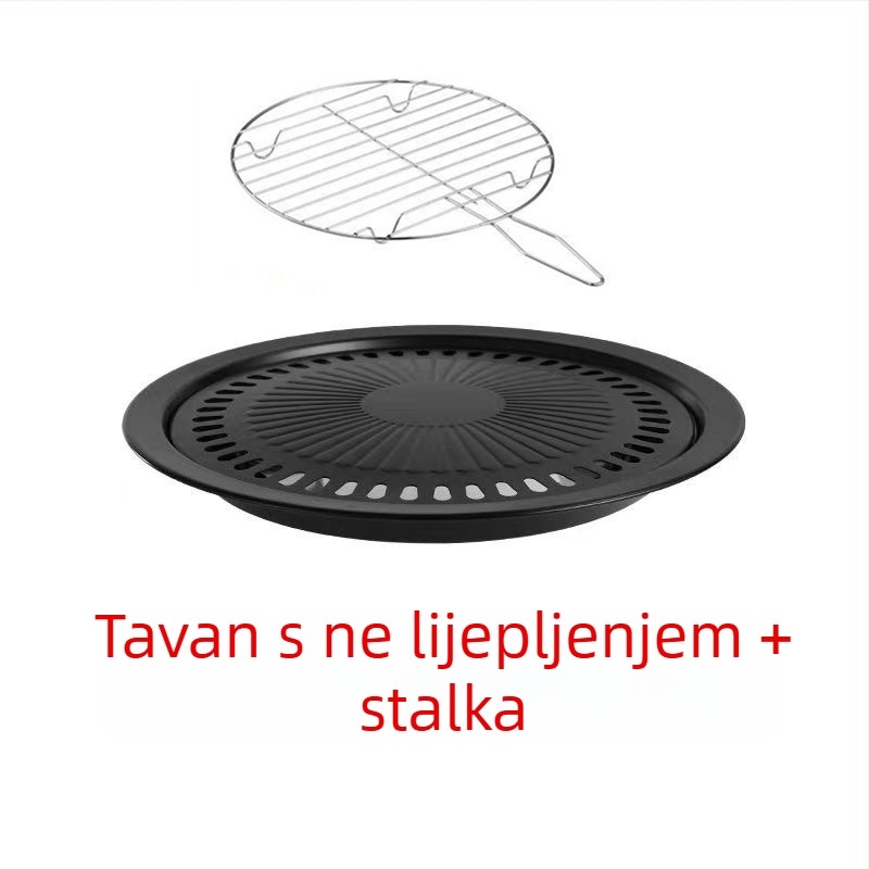 Električni keramički grill tiganj, neprijanjajući premaz, od nehrđajućeg čelika, okrugli