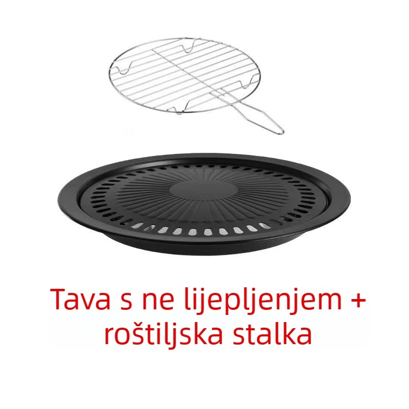 Električni keramički grill tiganj, neprijanjajući premaz, od nehrđajućeg čelika, okrugli