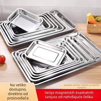 Nerđajući čelik kvadratni tanjur sa ravnim dnom, tiskano logotipom