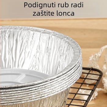 Daska od aluminijske folije za air fryer, okrugla, jednokratna, folija visoke kvalitete hrane, mikrovalna kompatibilna, s otisnutim logom, prilagodljiva, paket od 1000 komada