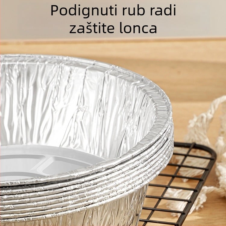 Daska od aluminijske folije za air fryer, okrugla, jednokratna, folija visoke kvalitete hrane, mikrovalna kompatibilna, s otisnutim logom, prilagodljiva, paket od 1000 komada