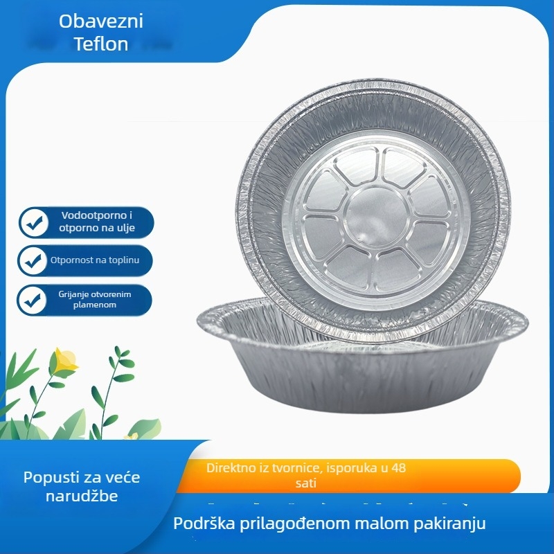 Daska od aluminijske folije za air fryer, okrugla, jednokratna, folija visoke kvalitete hrane, mikrovalna kompatibilna, s otisnutim logom, prilagodljiva, paket od 1000 komada