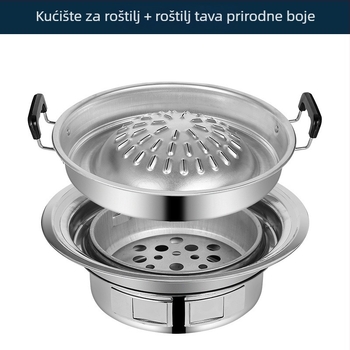 Smiling okrugli aluminijski roštilj na ugljen s integriranim Thai hot potom, jednostavan za čišćenje
