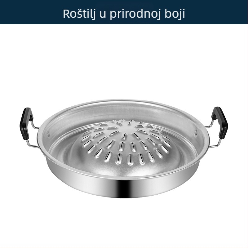 Smiling okrugli aluminijski roštilj na ugljen s integriranim Thai hot potom, jednostavan za čišćenje