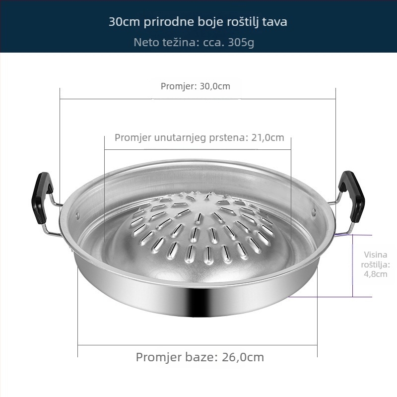 Smiling okrugli aluminijski roštilj na ugljen s integriranim Thai hot potom, jednostavan za čišćenje