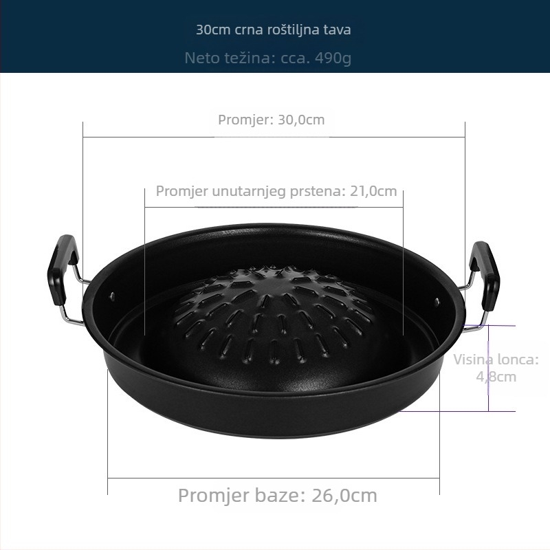 Smiling okrugli aluminijski roštilj na ugljen s integriranim Thai hot potom, jednostavan za čišćenje