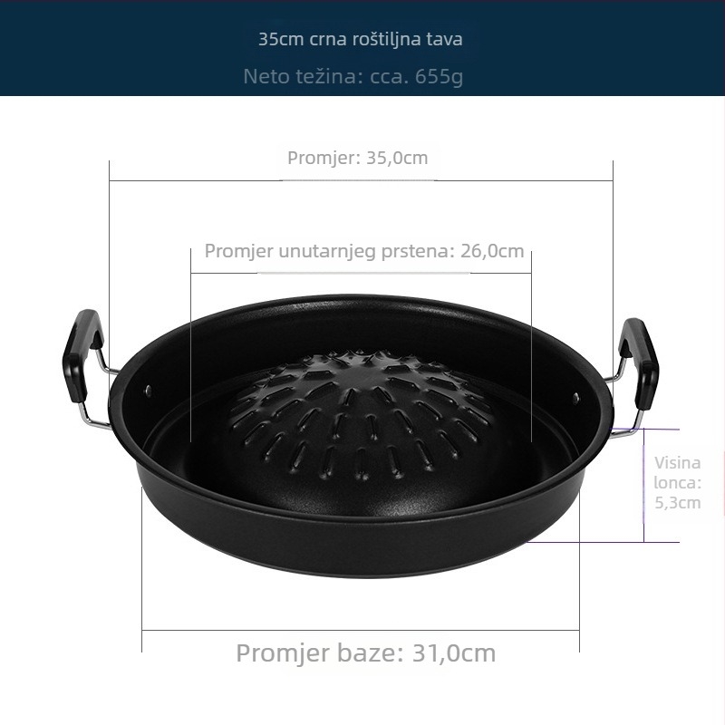 Smiling okrugli aluminijski roštilj na ugljen s integriranim Thai hot potom, jednostavan za čišćenje