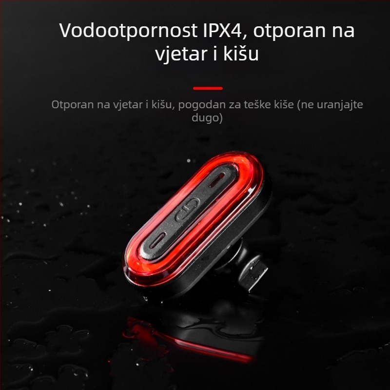 Stražnja svjetiljka za bicikl BK400 – USB punjenje, Inteligentno upozorenje, Noćna vožnja, Planinski bicikl, Quan Xin