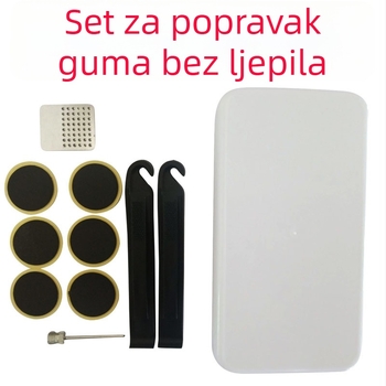 Set alata za popravak guma bicikla bez ljepila, u bijeloj kutiji — unisex.
