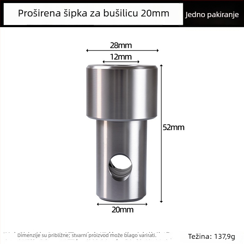 Univerzalni adapter za električni bušač s kvadratnim i kružnim osovinama, hex ključ, 1/2-inčni pogon