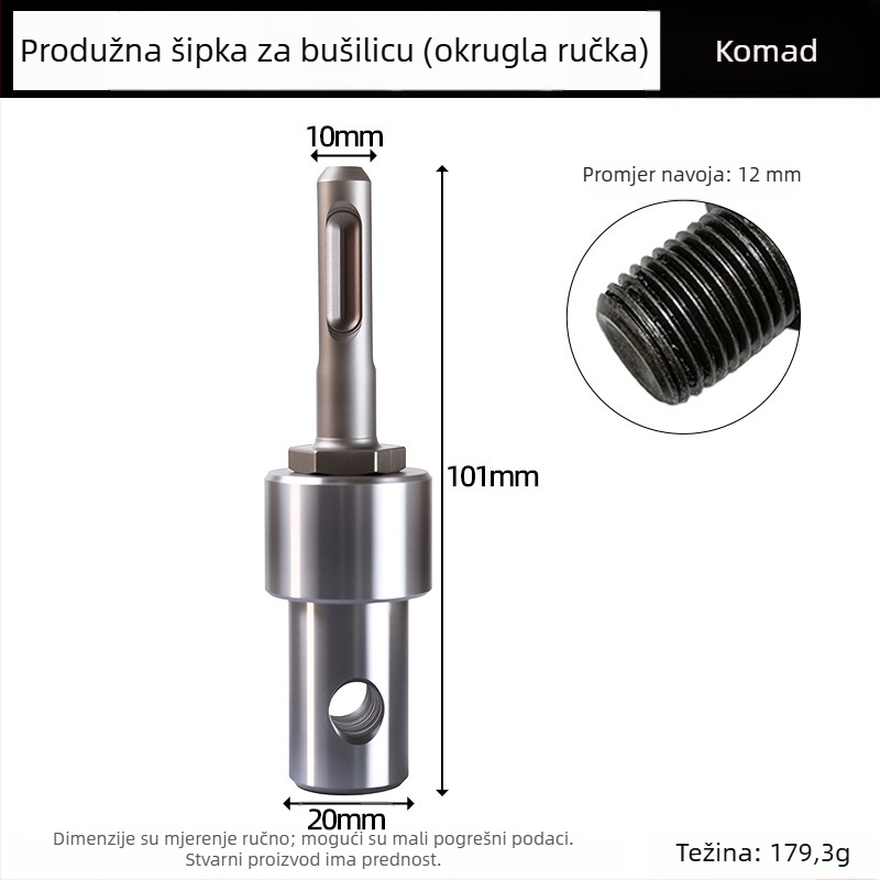 Univerzalni adapter za električni bušač s kvadratnim i kružnim osovinama, hex ključ, 1/2-inčni pogon