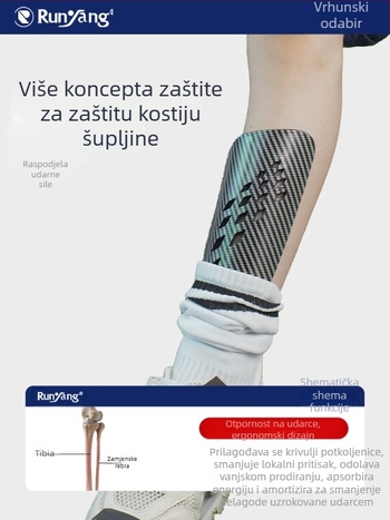 Lagani štitnik za potkoljenicu – gumeni materijal, pjena; prilagodljiv; za mlade nogometaše; pogodan za nogomet, košarku i odbojku