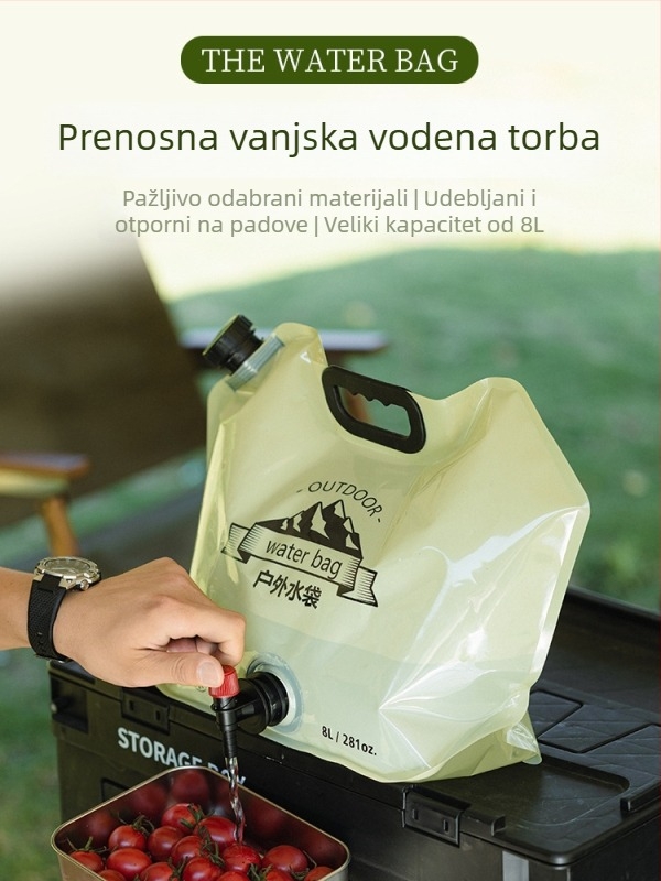 Vanjska sklopiva vrećica za vodu – prehrambene kvalitete, velika kapaciteta, za kampiranje i piknik