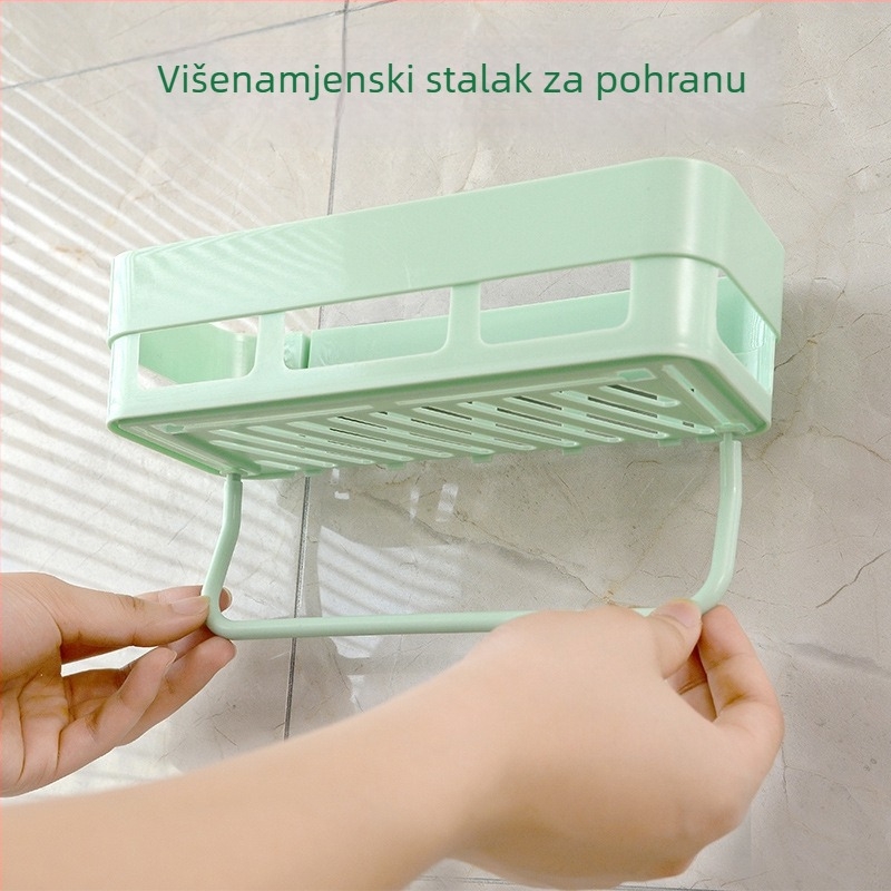 Zidni organizator za kupaonicu s vakuumskim pričvršćivanjem, plastika, model 6205, nosivost 3 kg, jedna polica