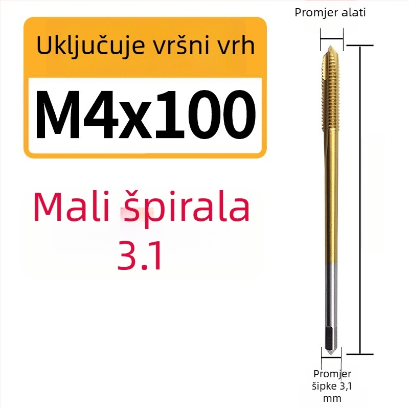 Kobalt sadržavajući produženi mali držač za narezivanje s spiralnim žlijebom za duboke otvore, nehrđajući čelik