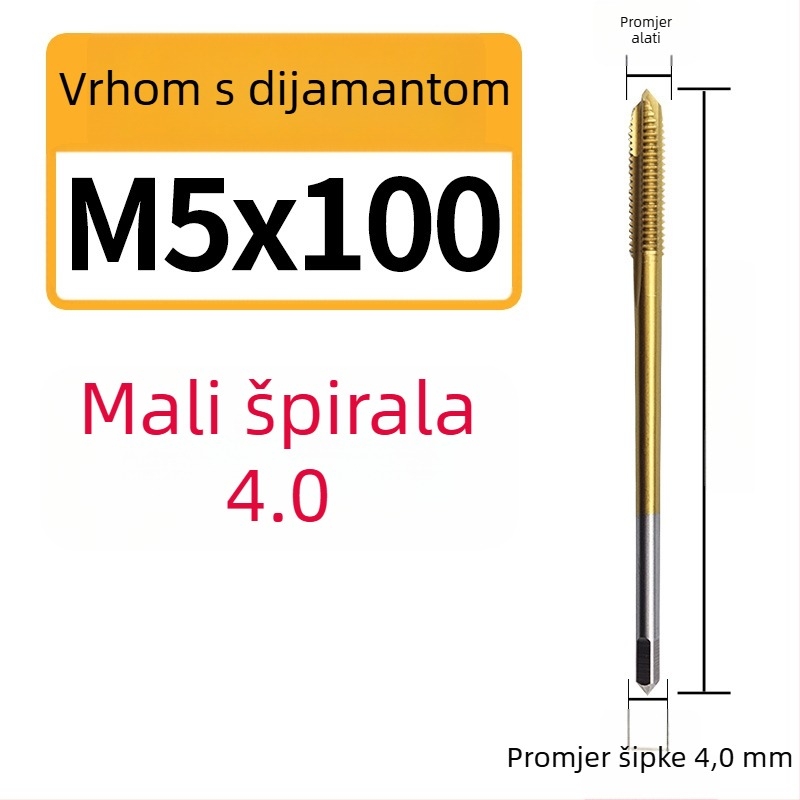 Kobalt sadržavajući produženi mali držač za narezivanje s spiralnim žlijebom za duboke otvore, nehrđajući čelik