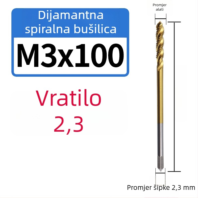 Kobalt sadržavajući produženi mali držač za narezivanje s spiralnim žlijebom za duboke otvore, nehrđajući čelik
