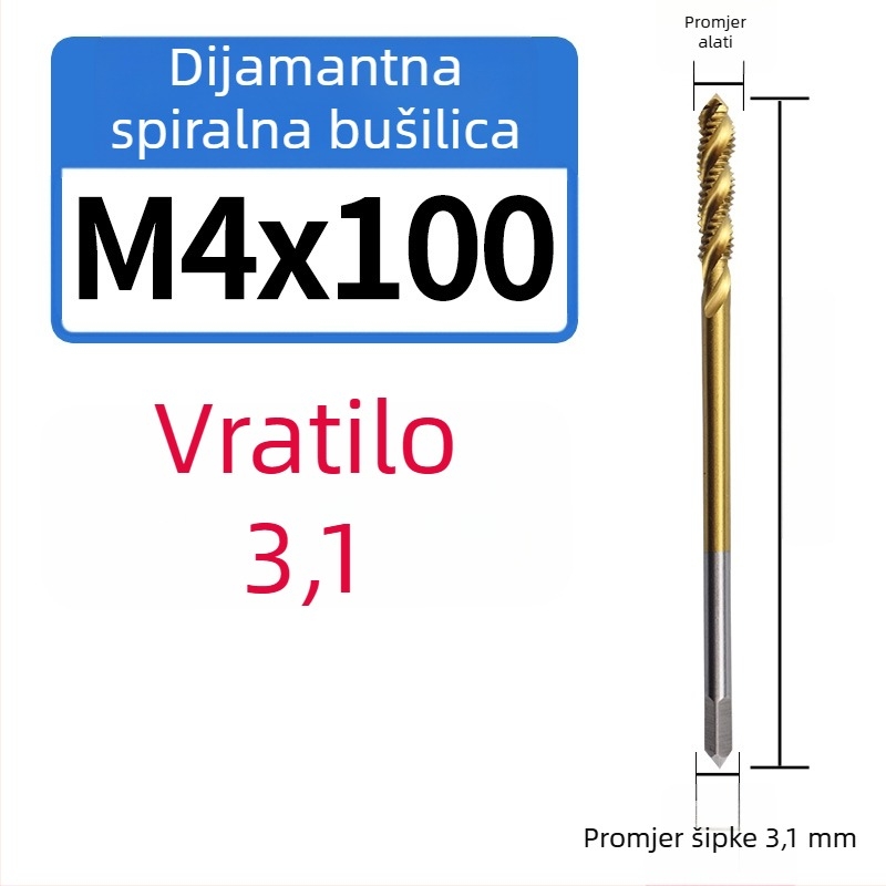 Kobalt sadržavajući produženi mali držač za narezivanje s spiralnim žlijebom za duboke otvore, nehrđajući čelik
