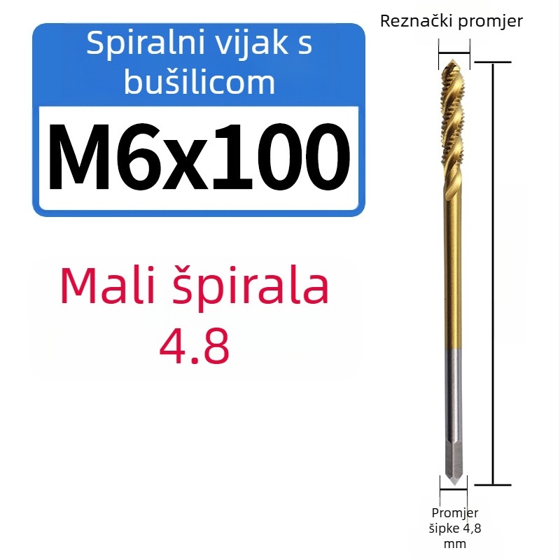 Kobalt sadržavajući produženi mali držač za narezivanje s spiralnim žlijebom za duboke otvore, nehrđajući čelik