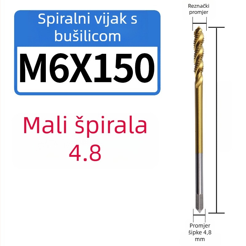 Kobalt sadržavajući produženi mali držač za narezivanje s spiralnim žlijebom za duboke otvore, nehrđajući čelik