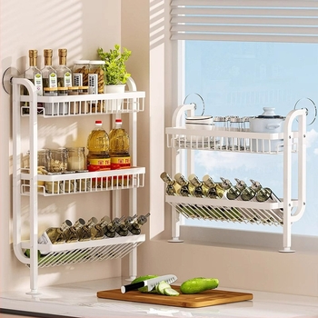 Stalak za začine u kuhinji - uski rub, za ploču ili zidni montažu, od ugljičnog čelika, bez bušenja