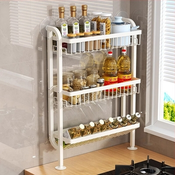 Stalak za začine u kuhinji - uski rub, za ploču ili zidni montažu, od ugljičnog čelika, bez bušenja