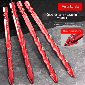 Vrtaljka za pločice s četiri zuba, ekscentni udarni dizajn, za suho bušenje, produženo pozicioniranje, za pločice visoke čvrstoće