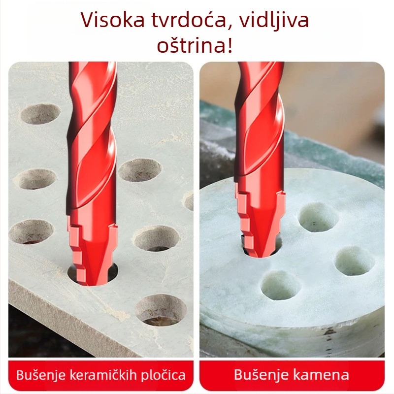 Vrtaljka za pločice s četiri zuba, ekscentni udarni dizajn, za suho bušenje, produženo pozicioniranje, za pločice visoke čvrstoće