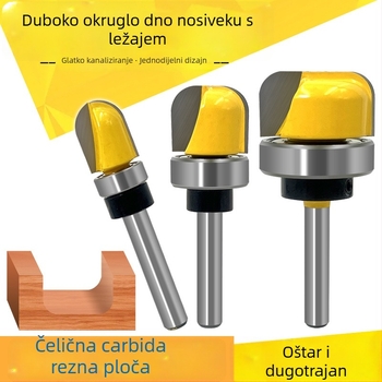 Set freza za drvo, 3-dijelni, 1/4-inčni osovinski, kuglični vrh i ležaj, za strojeve za obradu