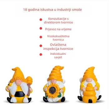 Smola vrtni ukras – gnom bez lica s duhom pčele, scenografska figurica za vanjsku upotrebu (Materijal: smola; Marka: Yitongda; Broj artikla: 17210702; Stil: American Country; Izgled: Pejzaž)