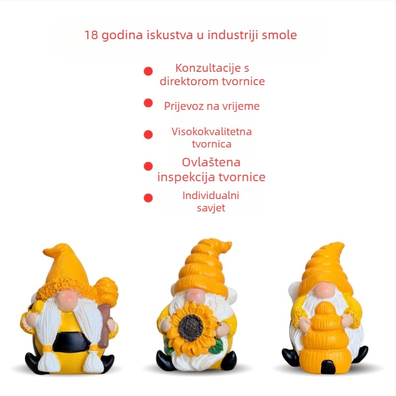 Smola vrtni ukras – gnom bez lica s duhom pčele, scenografska figurica za vanjsku upotrebu (Materijal: smola; Marka: Yitongda; Broj artikla: 17210702; Stil: American Country; Izgled: Pejzaž)