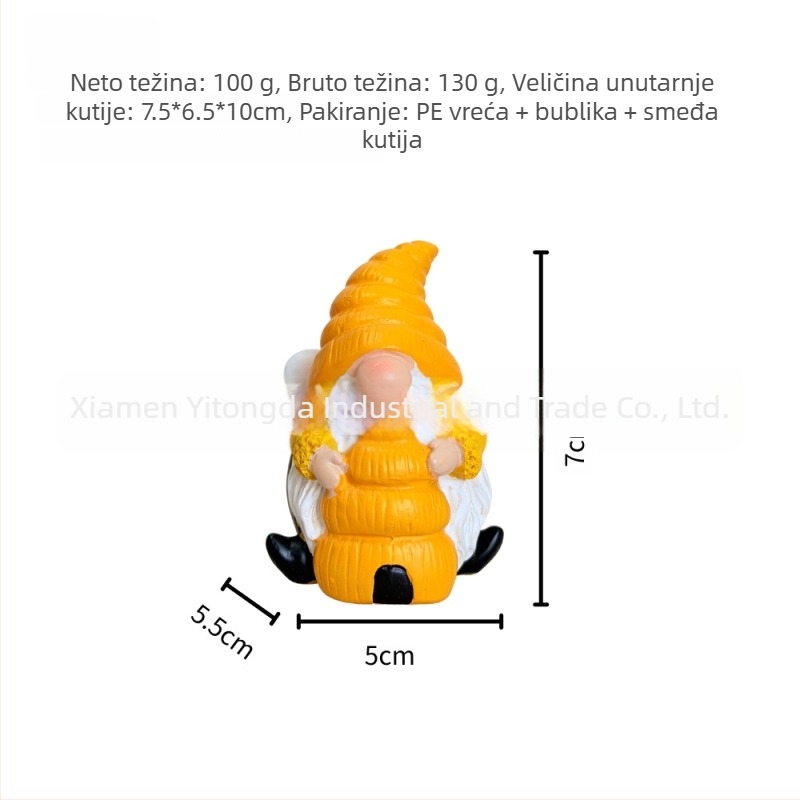 Smola vrtni ukras – gnom bez lica s duhom pčele, scenografska figurica za vanjsku upotrebu (Materijal: smola; Marka: Yitongda; Broj artikla: 17210702; Stil: American Country; Izgled: Pejzaž)