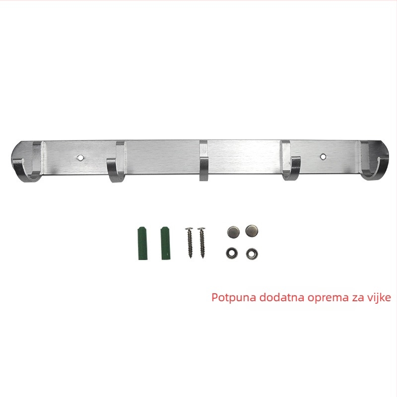Vješak za odjeću od aluminijske legure, kvadratni zidni vješak, moderan minimalistički stil, s više od tri reda
