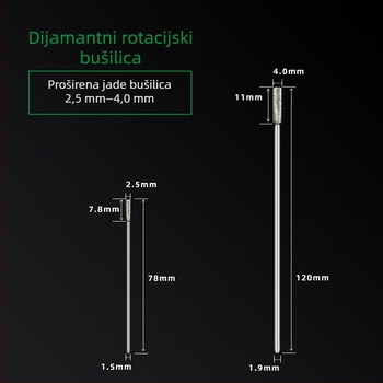 Prošireni dijamantni bušilica za jade, agat, kamen, staklo i keramiku