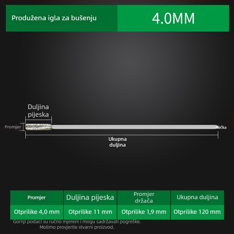 Prošireni dijamantni bušilica za jade, agat, kamen, staklo i keramiku