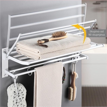 Aluminijski stalak za ručnike za kupaonicu, 2-slojni, anodno oksidirana završna obrada, model Space Aluminum Storage Rack, marka Huixin, nosivost 10 kg