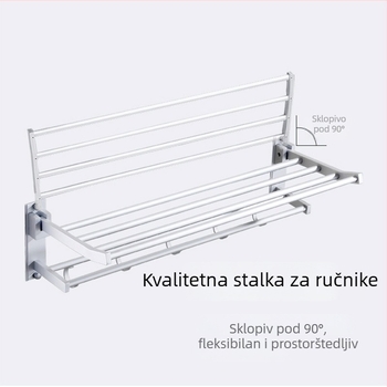 Aluminijski stalak za ručnike za kupaonicu, 2-slojni, anodno oksidirana završna obrada, model Space Aluminum Storage Rack, marka Huixin, nosivost 10 kg